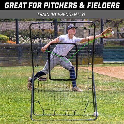 GoSports 6 ft x 3.5 ft Baseball & Softball Pitching and Fielding Rebounder Trainer - Adjustable Angle Pitch Back Return Net - Practice Grounders, Pop Flies, Line Drives in Saudi Arabia