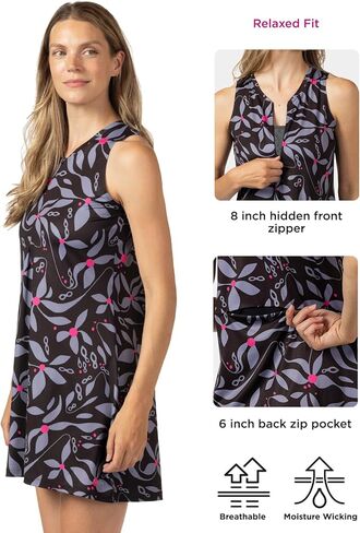 Terry Cycling Cyclo Dress Womens Sleeveless Dress W/Pocket, Athletic Bike Touring Travel Golf Tennis Short Dress for Women in Saudi Arabia
