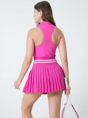 2pcs فستان التنس للنساء مجموعة | 4 ألوان الصيف سلس فستان بلا أكيام و skort مع السراويل القصيرة والجيوب المدمجة in Kuwait