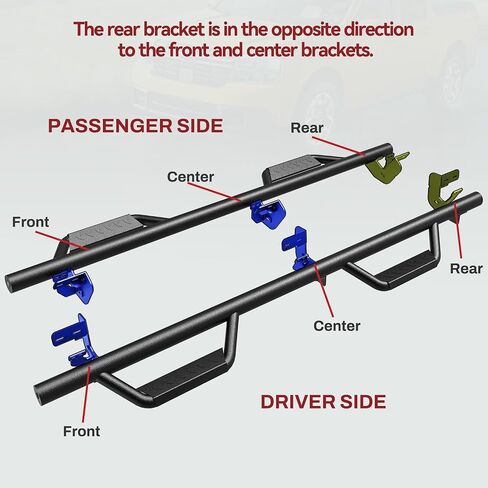 YITAMOTOR Running Boards Compatible with 2009-2018 Dodge Ram 1500 Crew Cab, 2010-2024 Ram 2500/3500, 2019-2024 1500 Classic, 2-Stairs Side Step Rails Black Powder Coated Nerf Bars in Saudi Arabia