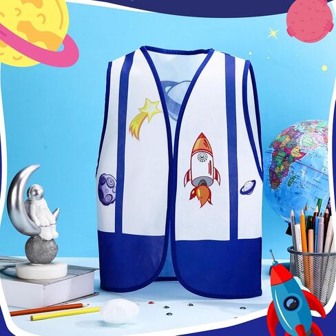 Panitay 12 Pcs Astronaut Dress up Vest Astronaut Costume kids Outer Space Vest Costume Astronaut Party Favors Dress up Space Birthday Party Supplies in Saudi Arabia