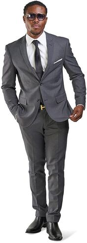 Slim Fit Men Suit Micro Textured Weave 2 Button Notch Collar AZAR 11812 in Saudi Arabia