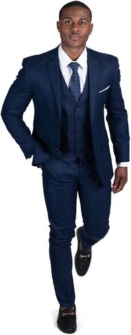 Slim Fit Men Suit Micro Textured Weave 2 Button Notch Collar AZAR 11812 in Saudi Arabia
