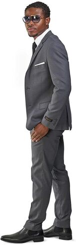 Slim Fit Men Suit Micro Textured Weave 2 Button Notch Collar AZAR 11812 in Saudi Arabia