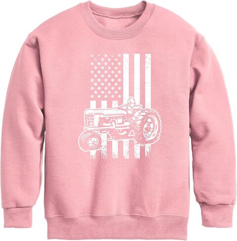 Instant Message - Tractor American Flag - Toddler & Youth Crewneck Fleece Sweatshirt in Saudi Arabia