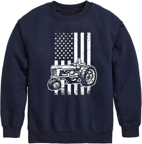 Instant Message - Tractor American Flag - Toddler & Youth Crewneck Fleece Sweatshirt in Saudi Arabia