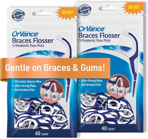 Braces Flosser - Designed for Braces for an Easy & Effective Clean, Ultra Strong Floss - 40 Count (Pack of 2) in Saudi Arabia