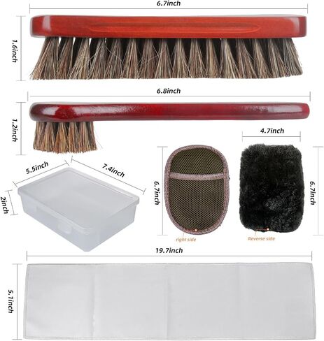 5 Pcs Horsehair Shine Shoes Brush Kit Polish Dauber Applicators Cleaning Leather Shoes Boots Care Brushes Suede Cleaner Brush with Microfiber Shoe Cloth. in Saudi Arabia
