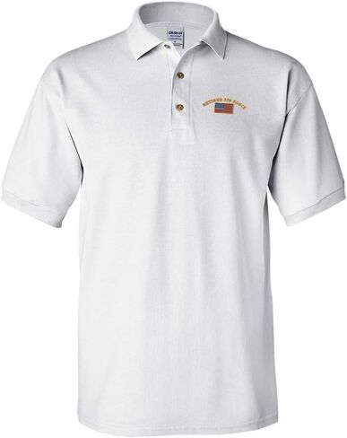 Polo Shirts for Men Retired Air Force Embroidery Cotton Short Sleeves Golf Tees in Saudi Arabia
