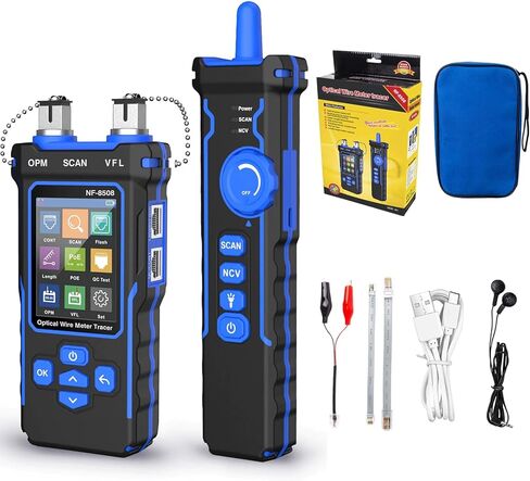 جهاز اختبار كابل الشبكة NF-8508 مع عداد الطاقة الضوئية VFL وPoE وقياس الطول - حبر كابل إيثرنت RJ11/RJ45/CAT5/CAT6 وتتبع خط الهاتف واختبار الألياف وأدوات الشبكة (NF-8508) in Kuwait