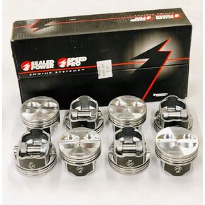 Speed Pro H345DCP 350 Small Block Chevy SBC Flat Top Pistons مكبس مطلي 5.7 ". للقطر القياسي 4.00". in Kuwait