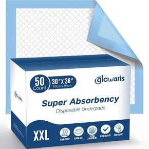50 Count 30" x 36" XXL Disposable Underpads, Super Absorbent Leakproof Quick Drying, Baby Puppy & Adults Bed Pads Disposable Adult, Dog Pee Pads Extra Large, Incontinence Bed Pads in Saudi Arabia