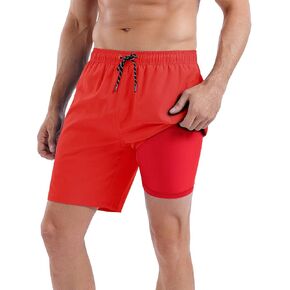 MILANKERR 5.5 بوصة 7 بوصة سروال سباحة رجالي مع بطانة ضغط، بدلة استحمام رجالي سريعة الجفاف تمتد سراويل السباحة للرجال in Kuwait