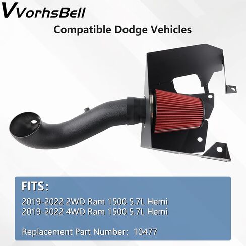 Cold Air Intake Kit Compatible with 2013-2019 RAM 1500/Classic 3.6L V6, High Performance Aluminum Intake System with Red Filter & Heat Shield, Horsepower & Torque Upgrade in Saudi Arabia