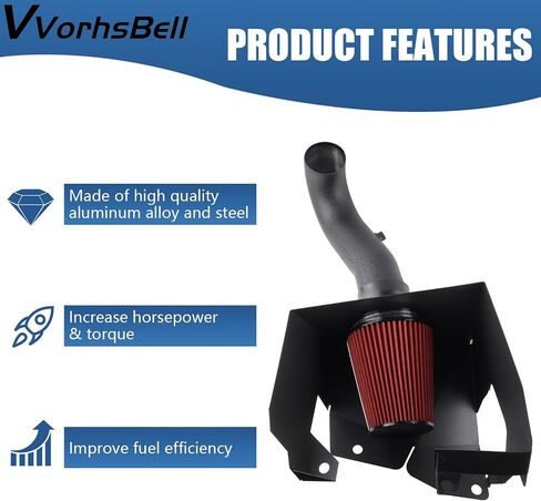 Cold Air Intake Kit Compatible with 2013-2019 RAM 1500/Classic 3.6L V6, High Performance Aluminum Intake System with Red Filter & Heat Shield, Horsepower & Torque Upgrade in Saudi Arabia