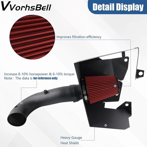 Cold Air Intake Kit Compatible with 2013-2019 RAM 1500/Classic 3.6L V6, High Performance Aluminum Intake System with Red Filter & Heat Shield, Horsepower & Torque Upgrade in Saudi Arabia