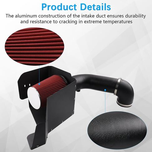 Cold Air Intake Kit Compatible with 2013-2019 RAM 1500/Classic 3.6L V6, High Performance Aluminum Intake System with Red Filter & Heat Shield, Horsepower & Torque Upgrade in Saudi Arabia