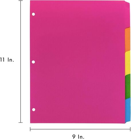 Pukka Pad 5 Part Dividers - 5 Packs of 5 Tab Set, 3-Ring Binder Compatible, 8 1/2 x 11 Inches - Pastel Colors in Kuwait