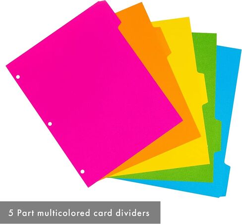 Pukka Pad 5 Part Dividers - 5 Packs of 5 Tab Set, 3-Ring Binder Compatible, 8 1/2 x 11 Inches - Pastel Colors in Kuwait