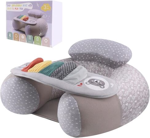 Blublu Park Baby Inflatable Seat with Cover for Babies 3-36 Months, Portable Baby Chair Sit Me Up Floor Seat with Detachable Activity Sensory Tray, Baby Seats for Sitting up, Piano in Saudi Arabia
