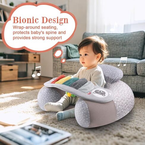 Blublu Park Baby Inflatable Seat with Cover for Babies 3-36 Months, Portable Baby Chair Sit Me Up Floor Seat with Detachable Activity Sensory Tray, Baby Seats for Sitting up, Piano in Saudi Arabia