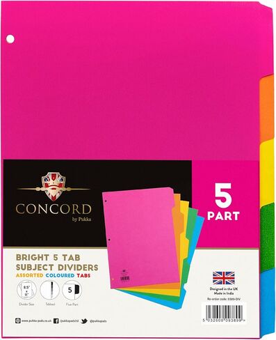 Pukka Pad 5 Part Dividers - 5 Packs of 5 Tab Set, 3-Ring Binder Compatible, 8 1/2 x 11 Inches - Pastel Colors in Kuwait