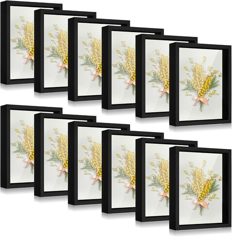 Tuanse 12 Pcs Shadow Box Bulk Display Case Plastic Shadow Box Picture Frame for Photos Flower Wedding Bouquets Pet Memorial Graduation Object Butterfly Tickets Wall Tabletop(5 x 7 Inch, White) in Saudi Arabia
