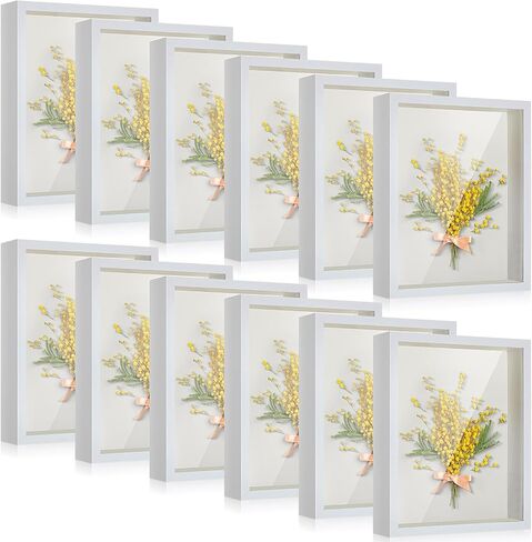 Tuanse 12 Pcs Shadow Box Bulk Display Case Plastic Shadow Box Picture Frame for Photos Flower Wedding Bouquets Pet Memorial Graduation Object Butterfly Tickets Wall Tabletop(5 x 7 Inch, White) in Saudi Arabia