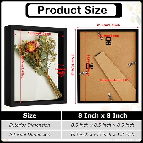 TUANSE 12 PCS الظل مربع العرض الكثافة العلبة العلبة البلاستيكية مربع الظل مربع الصورة للصور باقات الزفاف الزفاف التذكارات التذكارات التخرج التخرج كائن الفراشة الجدران الطاولة (5 × 7 بوصة ، أبيض) in Saudi Arabia