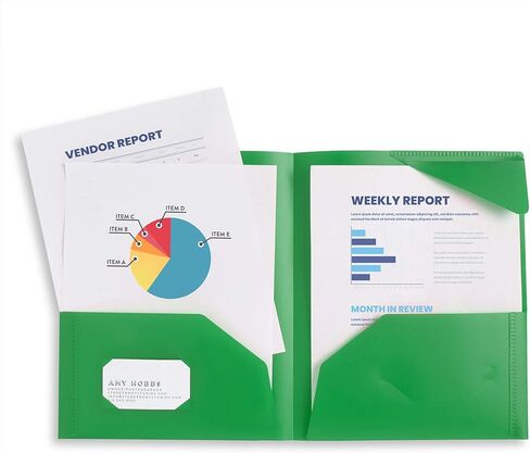 Blue Summit Supplies Multicolor Plastic Two Pocket Folders with 3 Holes, Plastic Folders with 2 Pockets and Business Card Slot, 3 Hole Punched 2 Pocket Folders for School, Home, and Work, 6 Pack in Saudi Arabia