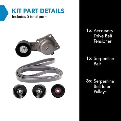 TRQ Drive Belt Component Kit Fits 05-06 Expedition 04 F-150 Mustang Navigator in Saudi Arabia