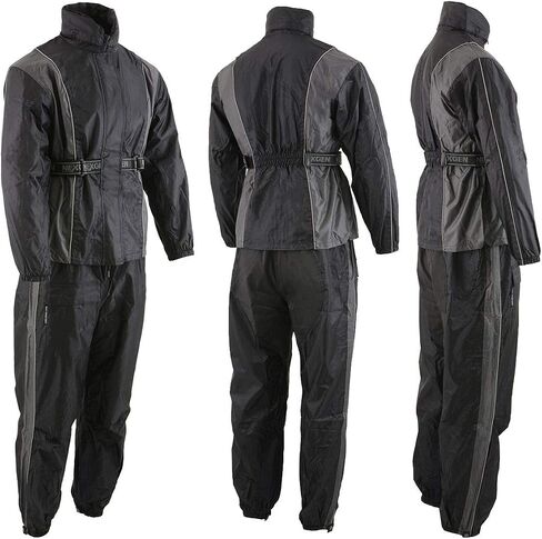 NexGen SH222503 Women's Motorcycle-Outdoors Black and Grey Hooded Water Proof Rain Suit - Medium in Saudi Arabia