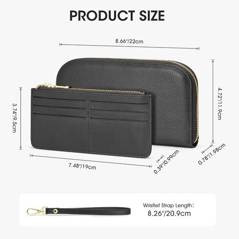 Kattee RFID Wallet Women ، محافظ معصم من الجلد للنساء ، حامل بطاقة Slim Clutch مع حزام معصم قابل للإزالة in Saudi Arabia