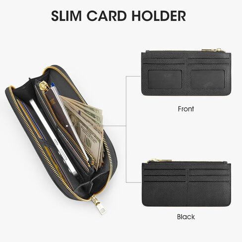 Kattee RFID Wallet Women ، محافظ معصم من الجلد للنساء ، حامل بطاقة Slim Clutch مع حزام معصم قابل للإزالة in Saudi Arabia