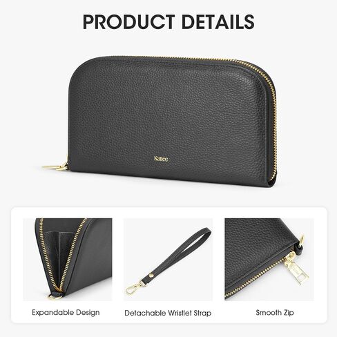 Kattee RFID Wallet Women ، محافظ معصم من الجلد للنساء ، حامل بطاقة Slim Clutch مع حزام معصم قابل للإزالة in Saudi Arabia