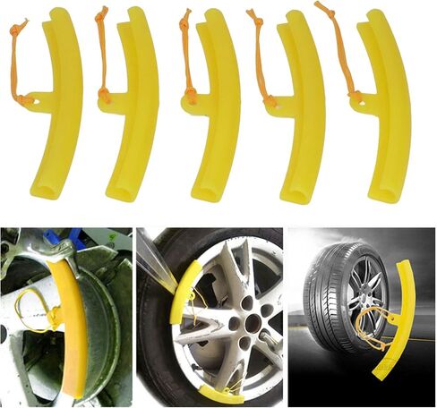 Wheel Changing Rim Protector Strong Elasticity Universal Durable Reusable Polyurethane Tire Changing Rim Guard Saver for Motorcycle Bike 5pcs Yellow (20cm/7.87in) in Saudi Arabia