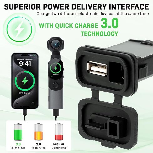 شحنة سريعة للدراجة النارية ، محول واجهة نقل USB Type-C ، شاحن سريع 3.0 شاحن لـ CFMOTO 450SR 450NK 450SR-S 800NK NK800 250SR SR250 300SS SPORT in Kuwait