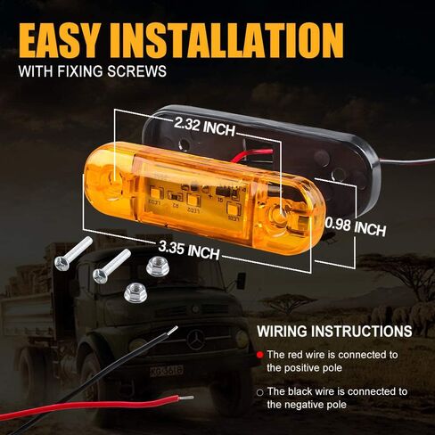 مصابيح علامة مقطورة العنبر Red Red Waterproof 12-30v ، أضواء العلامات الجانبية مصابيح مقطورة لشاحنة مقطورة القوارب بواسطة Yifengshun ، مصابيح تشغيل مقطورة تعمل in Kuwait