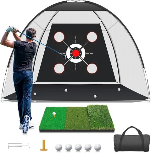 Golf Net, Golf Practice Net with Golf Mat, Golf Hitting Aid Nets 10x7FT for Backyard Driving Chipping Training Swing with Target/Mat/Balls/Tee Outdoor& Indoor–Golf Gifts for Men/Dad/Him | Golf Lovers in Saudi Arabia