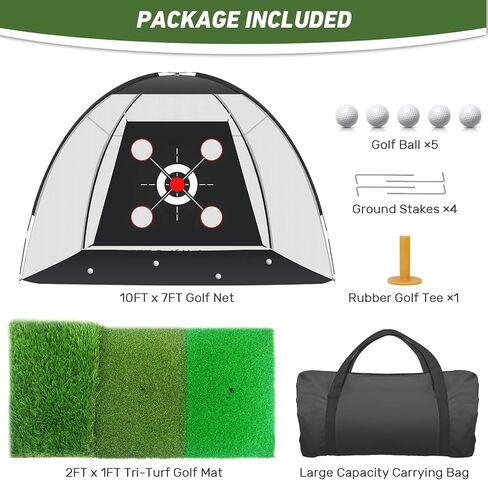 Golf Net, Golf Practice Net with Golf Mat, Golf Hitting Aid Nets 10x7FT for Backyard Driving Chipping Training Swing with Target/Mat/Balls/Tee Outdoor& Indoor–Golf Gifts for Men/Dad/Him | Golf Lovers in Saudi Arabia