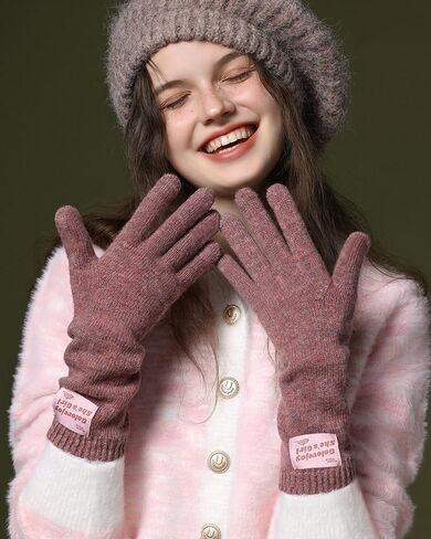 Winter Warm Wool Touch Screen Long Knitted Gloves for Women in Saudi Arabia