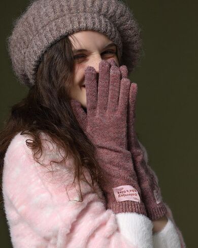 Winter Warm Wool Touch Screen Long Knitted Gloves for Women in Saudi Arabia