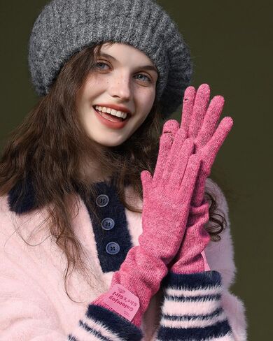 Winter Warm Wool Touch Screen Long Knitted Gloves for Women in Saudi Arabia