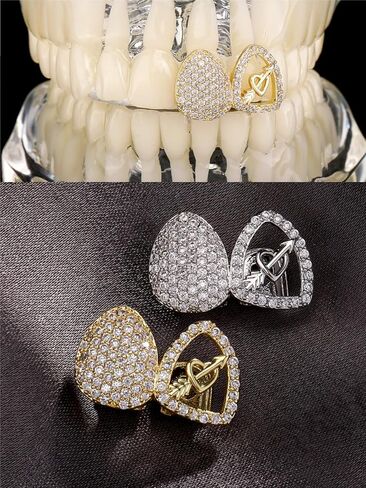 18K الذهب مطلي بالهيب هوب 2 أسنان Grillz تظهر الراب في شارع أسنان واحد مناسبة للرجال والنساء هدايا الهدايا الشوايات اليومية ارتداء in Kuwait