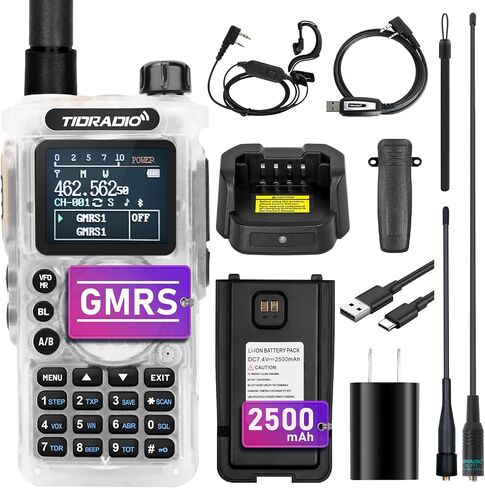 (2nd Gen) TIDRADIO TD-H8 GMRS Two-Way Radio Long Range Walkie Talkie with USB-C 2500mAh Battery,APP Programmable,155 Privacy Codes, Dual Band Receiver & Scan,SOS,DTMF, and NOAA Weather Alerts (1 Pack) in Saudi Arabia