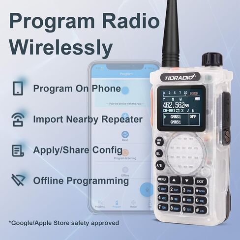 (2nd Gen) TIDRADIO TD-H8 GMRS Two-Way Radio Long Range Walkie Talkie with USB-C 2500mAh Battery,APP Programmable,155 Privacy Codes, Dual Band Receiver & Scan,SOS,DTMF, and NOAA Weather Alerts (1 Pack) in Saudi Arabia