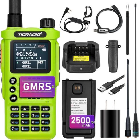 (الجيل الثاني) TIDRADIO TD-H8 GMRS راديو ثنائي الاتجاه طويل المدى مع بطارية USB-C 2500 مللي أمبير في الساعة، قابلة للبرمجة عبر التطبيق، 155 رمز خصوصية، جهاز استقبال ومسح ثنائي النطاق، SOS، DTMF، وتنبيهات الطقس NOAA (حزمة واحدة) in Kuwait