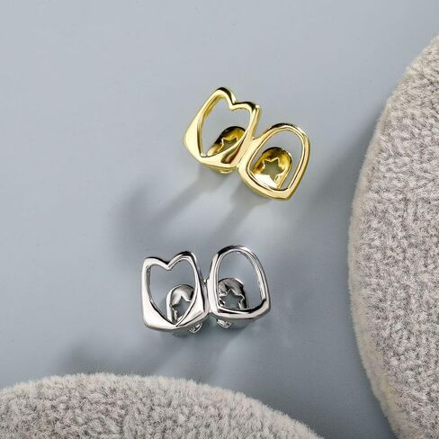 2Pcs 14K Gold Plated Hip Hop Teeth Grillz Punk Custom Fit Teeth Grillz Caps Hollow Out Double Teeth Grills for Your Teeth Gold Grillz for Men Women in Kuwait
