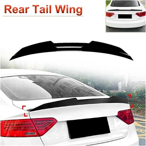 Compatible for Audi A5 8T Sportback 2007-2016 Four Door PSM Rear Top Tail Wing Spoiler Car Body Kit Modification(Glossy Black) in Saudi Arabia