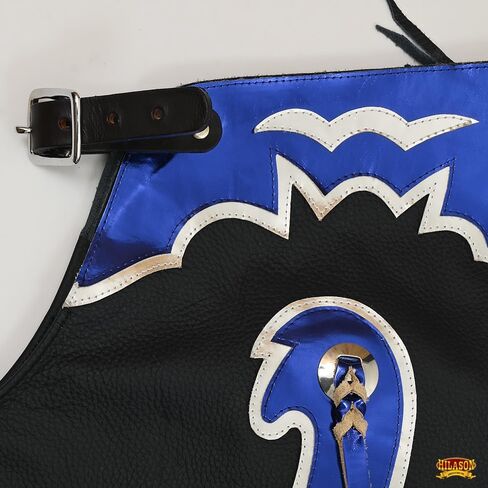 Hilason Bull Riding Pro Rodeo Chaps Black Smooth Leather Bronc show adult | للرجال والنساء الغربيين للجنسين in Kuwait